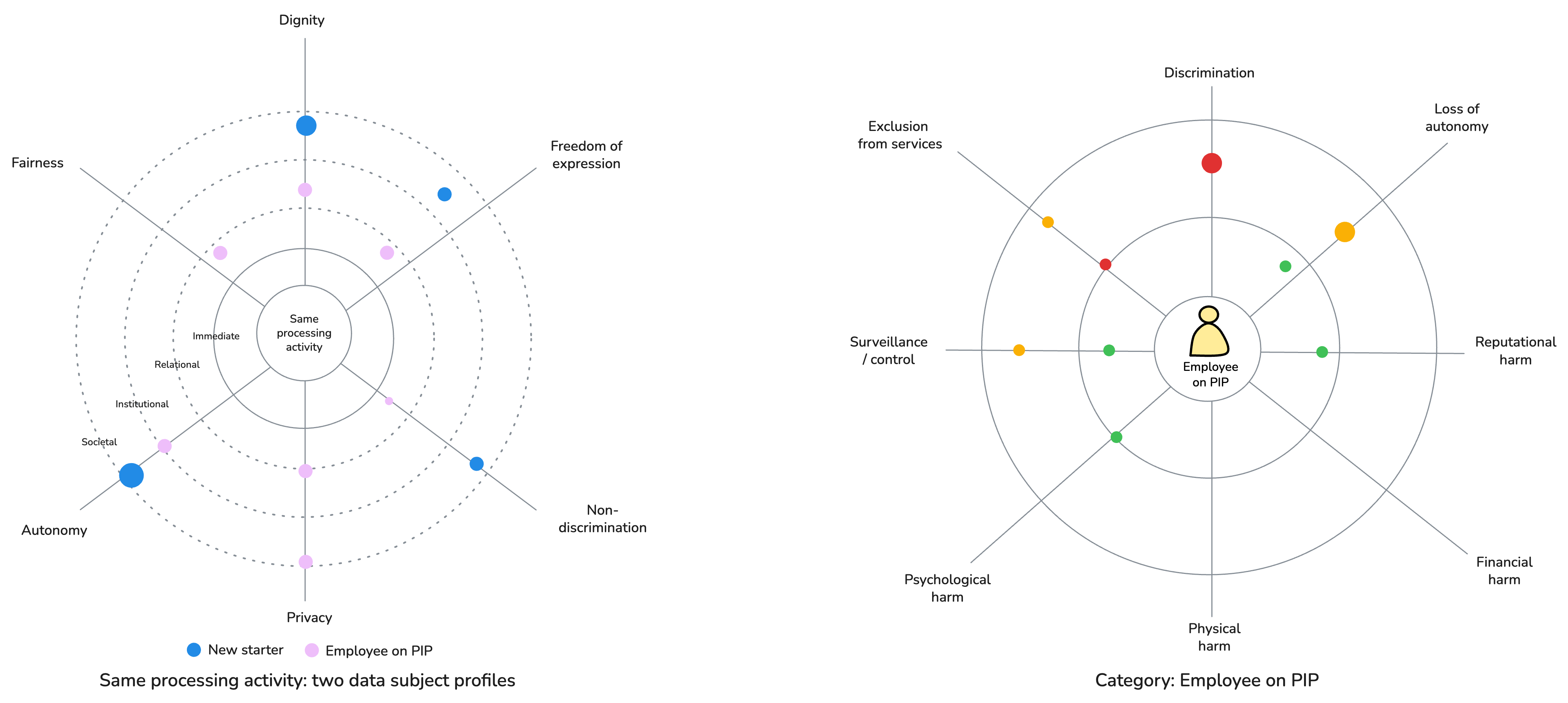 Person-centred DPIA risk radar concept (conceptual mock-up)