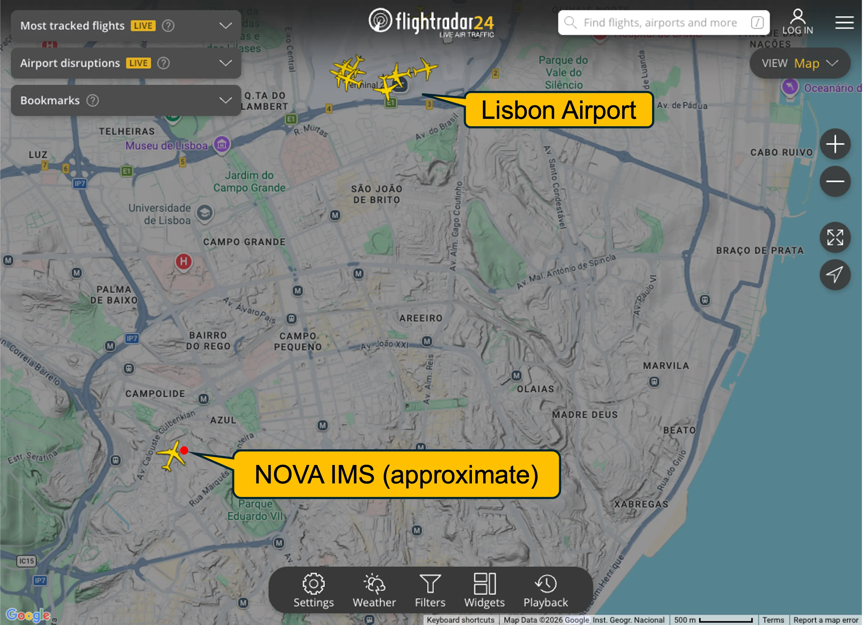 The lab is directly under a flightpath to Lisbon airport