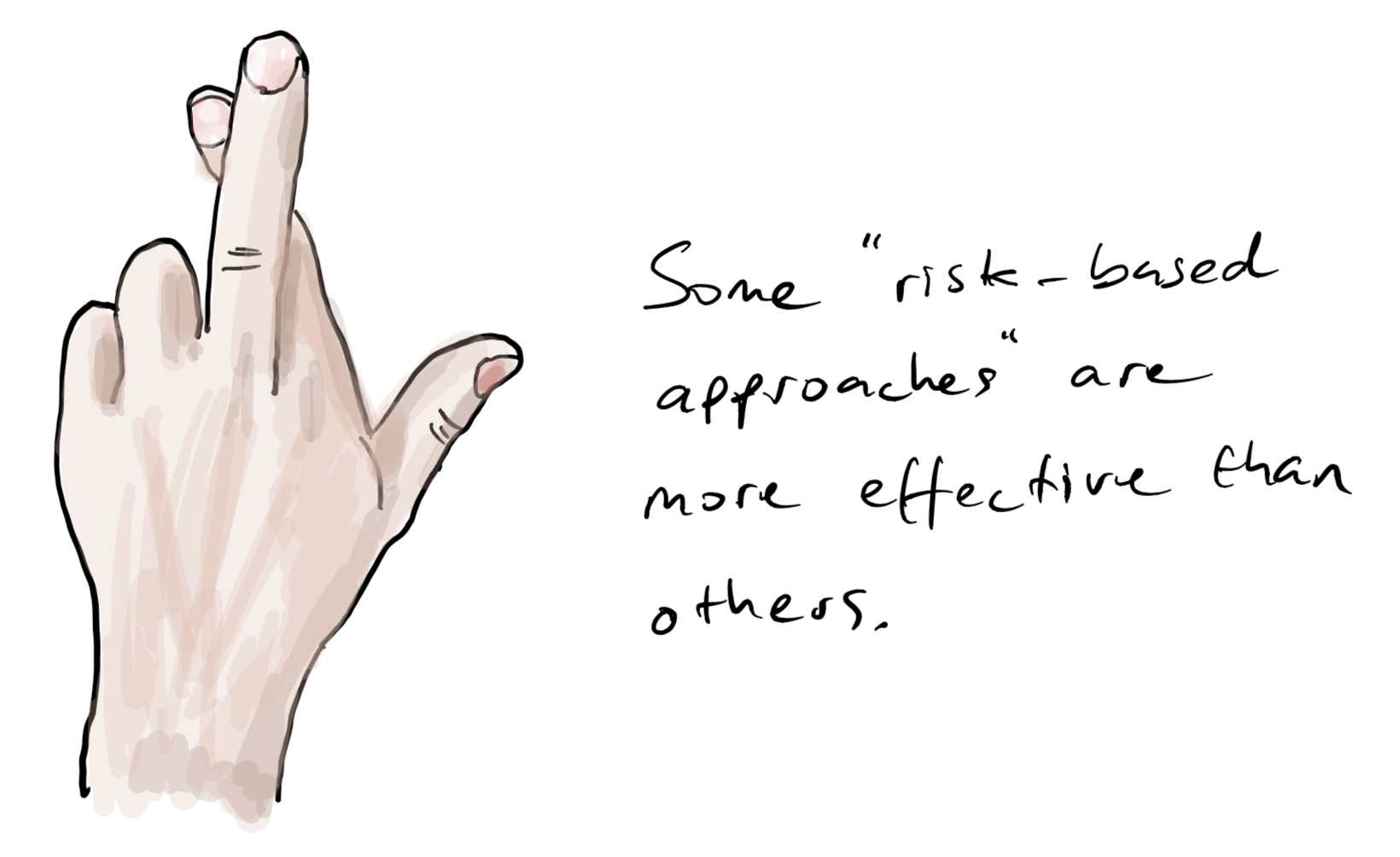 Illustration of a pointing finger with handwritten text: “Some ‘risk-based approaches’ are more effective than others.”