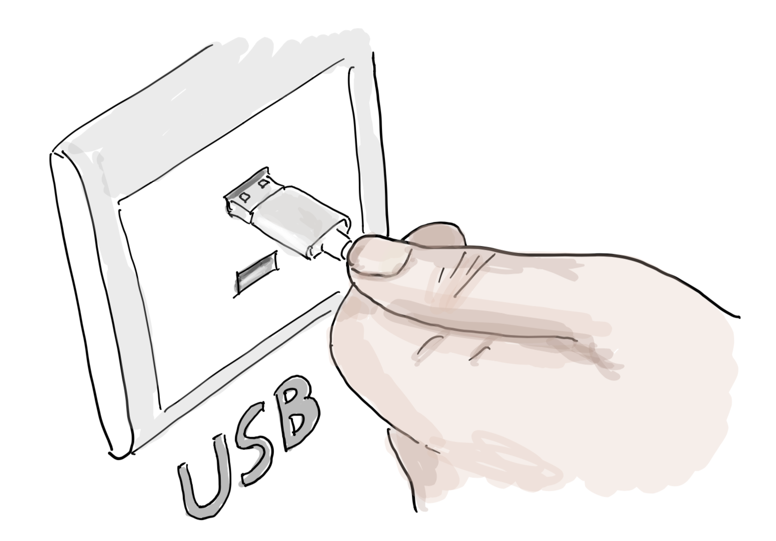 Illustration of a USB plug being inserted into a public charging port