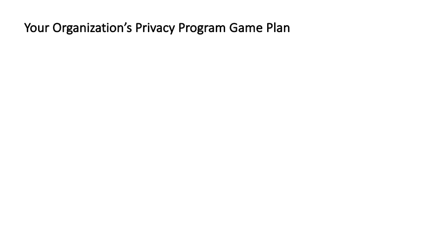 An example Visual Privacy Program Game Plan — your organisation’s will look quite different, reflecting its own challenges and context